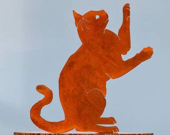 Playing Cat | Rusty Metal Cat Art | Crazy Cat Lady | Cat Lovers Gift | Metal Cat Art | Metal Cat Ornament | Metal Cat Decor | Metal Cat A203