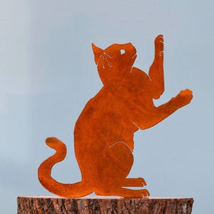 Playing Cat Rusty Metal Cat Art Crazy Cat Lady Cat Lovers Gift Metal Cat Art Metal Cat Ornament Metal Cat Decor Metal Cat A203 image 1