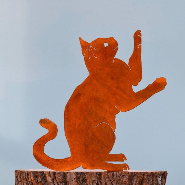 Playing Cat | Rusty Metal Cat Art | Crazy Cat Lady | Cat Lovers Gift | Metal Cat Art | Metal Cat Ornament | Metal Cat Decor | Metal Cat A203