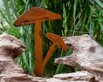 Painted Sticky Cap Mushroom Tab | Rusted Metal Yard Art | Garden Gifts | Metal Garden Art | Garden Bed Decor | Garden Decor