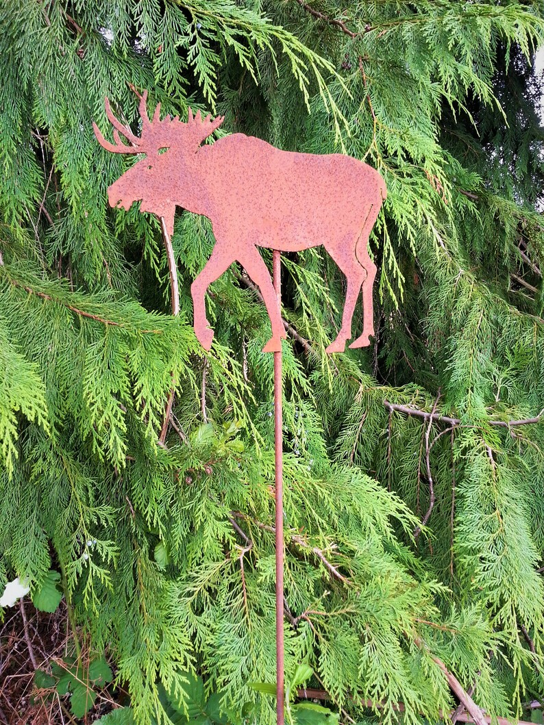 Large Moose Garden Stake Hunter S Cabin Decor Outdoor Metal Yard Art Sportsman Moose Decor Alaska Cabin Country Garden Art St927