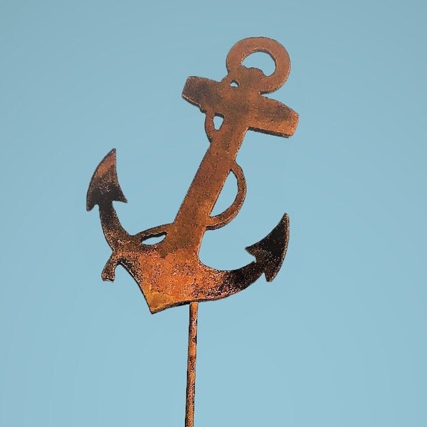 Anchor Pick | Rusted Metal Yard Art | Garden Gifts | Metal Garden Art | Garden Bed Decor | Boat Art | Garden Decor | Garden Pick |