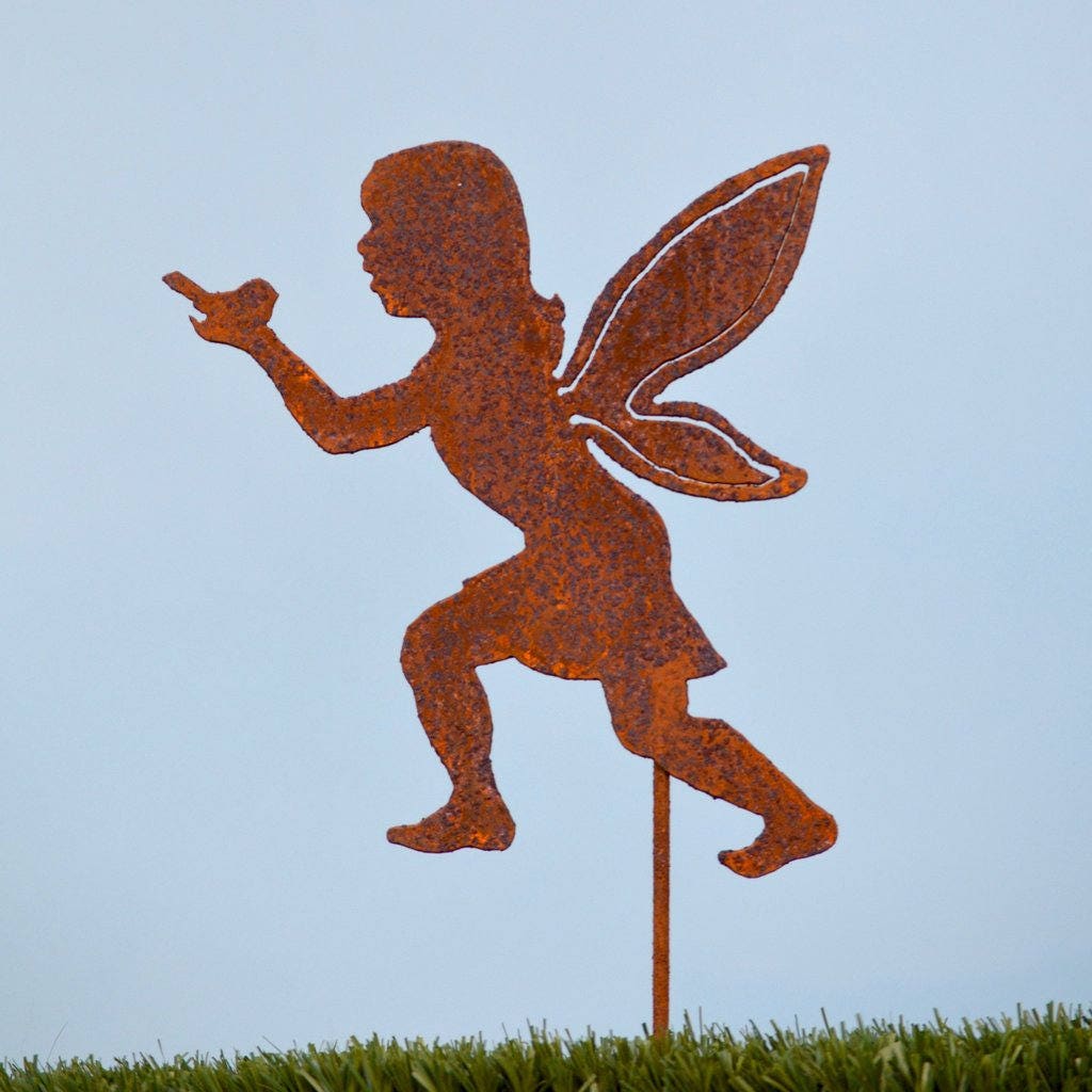 Fairy with Bird Stake Indoor Garden Gift Fairy Garden Pixie Art
