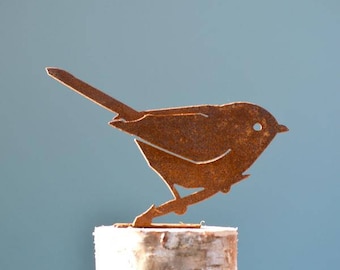 Bushtit Steel Silhouette | Metal Bird Garden Art | Bird Fence Topper | Outdoor Yard Ideas | Bushtit Decor | Gifts for Men | Rusty Birds B704