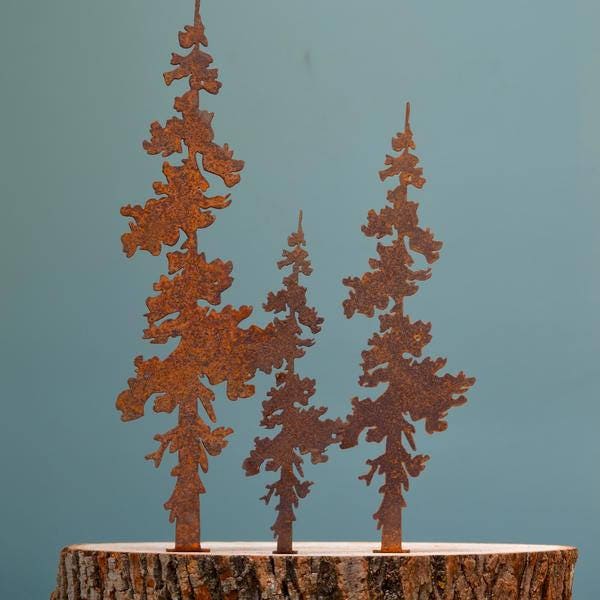 Pine Tree MEDIUM Evergreen Tree Art Forest Art Rustic Etsy