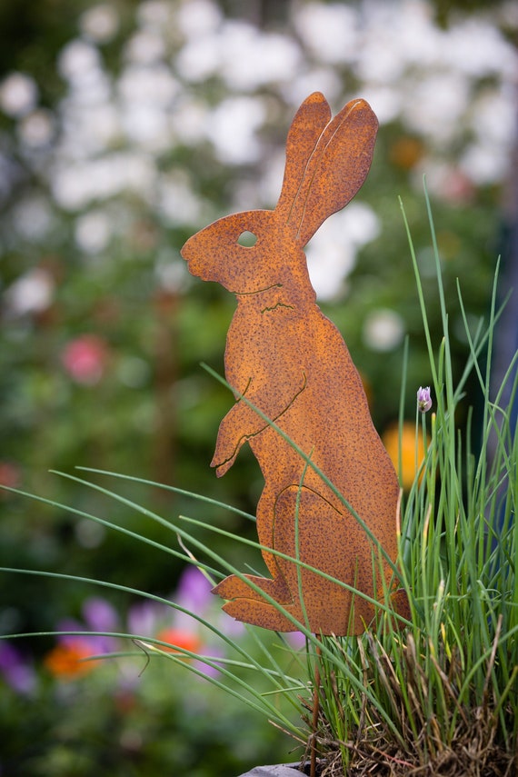 Metal Standing Rabbit Garden Stake Bunny Silhouette Rusted Etsy Metal Standing Rabbit Garden Stake Bunny Silhouette Rusted Etsy