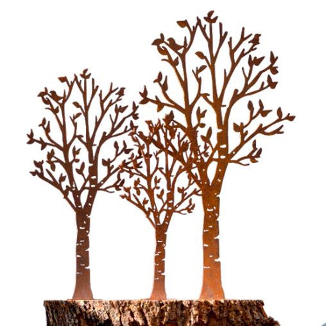 Birch Tree Set Metal Tree Decor Birch Tree Art Bird and Birch Wild Bird