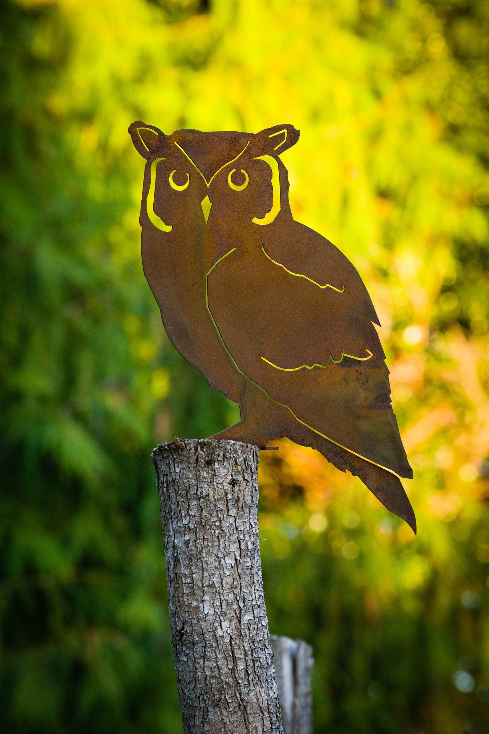 Metal Screech Owl Garden Art Owl Silhouette Rusted Metal Etsy