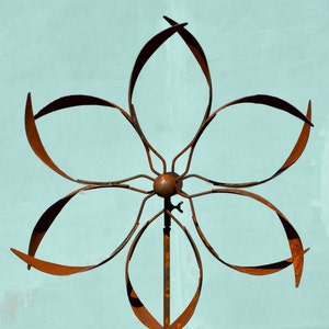 Medium Whirligig Spinner Rusted Metal Yard Art Garden Gifts Metal Garden Art Garden Bed Decor Wind Spinner image 4