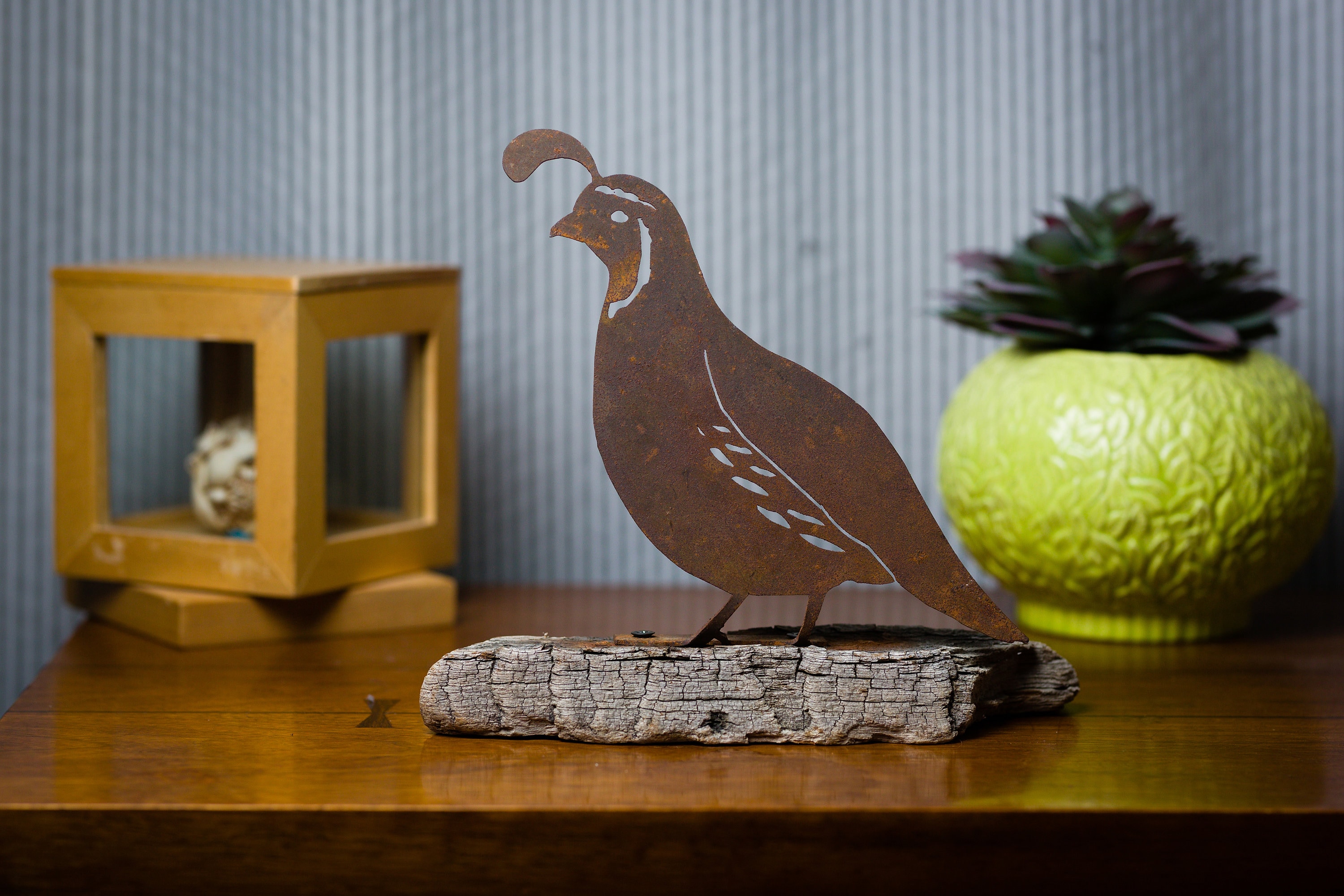 Metal Quail Garden Art Metal Quail Silhouette Rusted Metal Yard Art