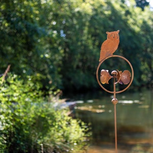 Owl Perched On Ginkgo Leaf Spinner Stake image 4