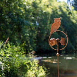 Owl Perched On Ginkgo Leaf Spinner Stake image 6