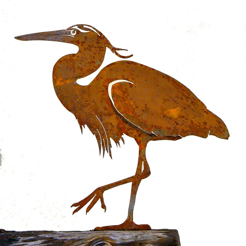 Great Blue Heron Metal Bird Art Outdoor Metal Yard Art Etsy