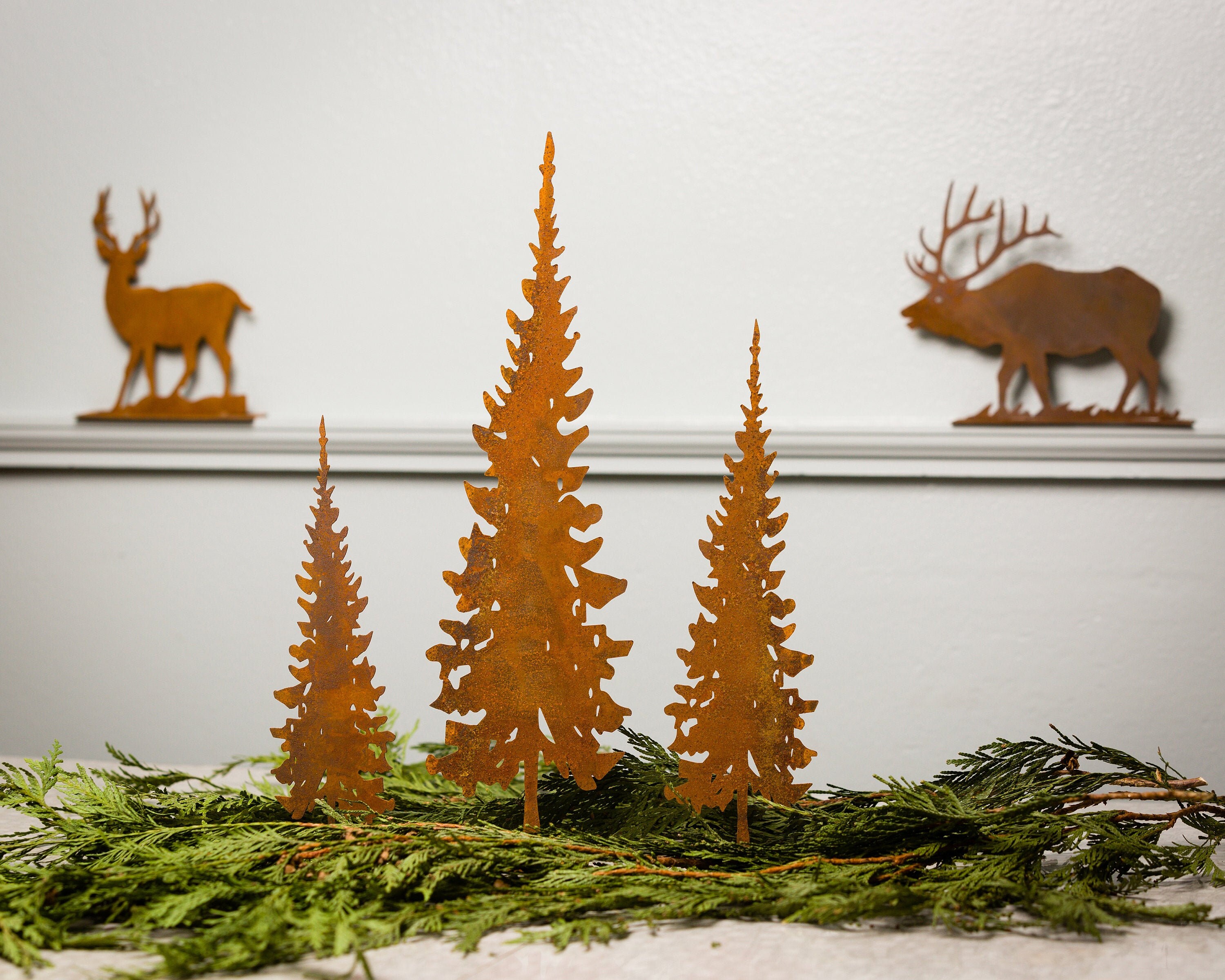 Spruce Pop Up Pedestal Set Of 3 Pacific Northwest Art Evergreen Tree Art Rustic Home Decor Metal Christmas Tree Portland Pop353