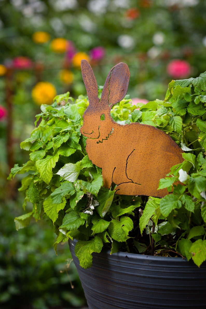 Metal Mama Bunny Garden Stake Rabbit Silhouette Rusted Etsy Metal Mama Bunny Garden Stake Rabbit Silhouette Rusted Etsy