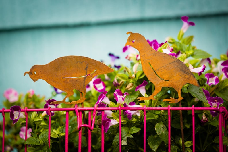 Metal Quail Garden Stakes Quail Family Silhouettes Rusted Etsy