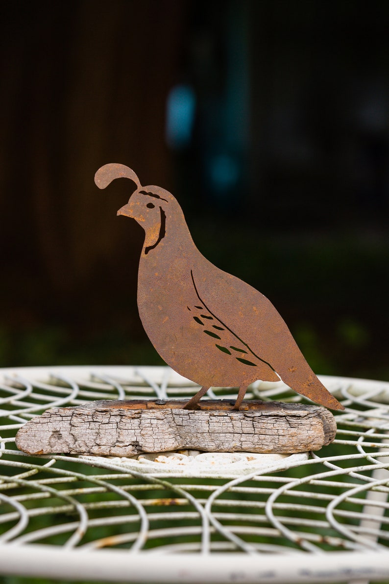 Metal Quail Garden Art Metal Quail Silhouette Rusted Metal Etsy