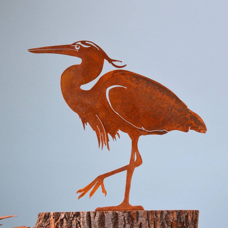 Great Blue Heron Metal Bird Art Outdoor Metal Yard Art Etsy