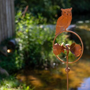 Owl Perched On Ginkgo Leaf Spinner Stake image 5