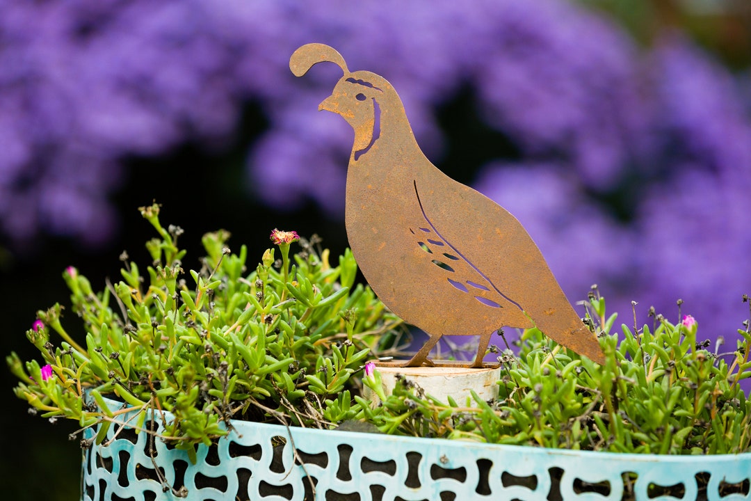 Metal Quail Garden Art Metal Quail Silhouette Rusted Metal Yard Art