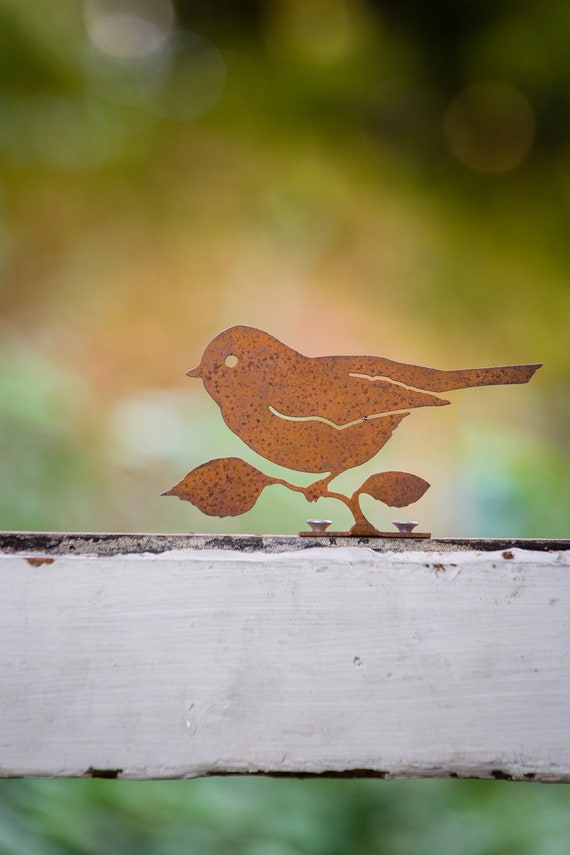 Metal Bird With Leaves Garden Art Silhouette Ireland Garden Art Metal Bird Silhouette, Metal Garden Art Birds