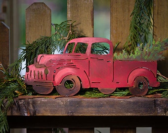 Classic Truck | Rusted Metal Yard Art | Garden Gifts | Metal Garden Art | Garden Bed Decor | Garden Silhouette