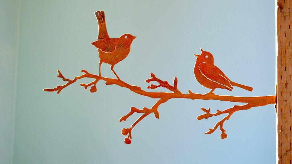 Rusted Metal Art Metal Birds on a Tree Metal Bird Wall Art Metal