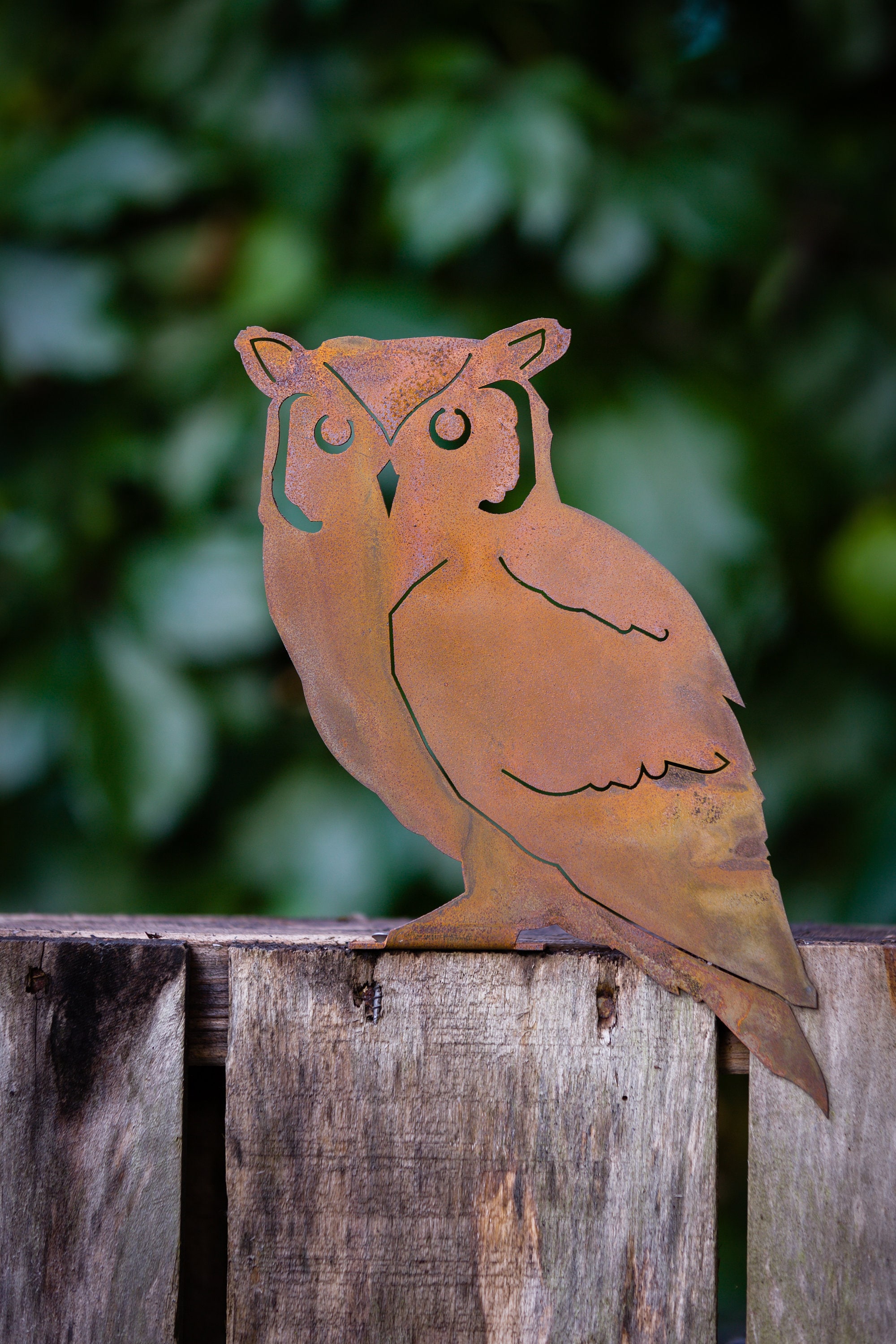 Metal Screech Owl Garden Art Owl Silhouette Rusted Metal Etsy
