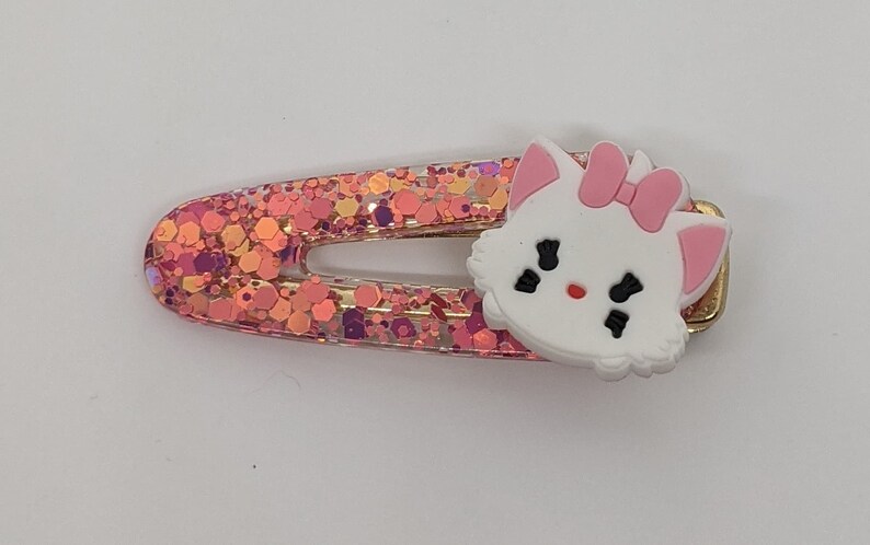 Resin Hair Clip Glitter Spring Hair Clip Kitten Hair Clip White Kitten Hair Clip