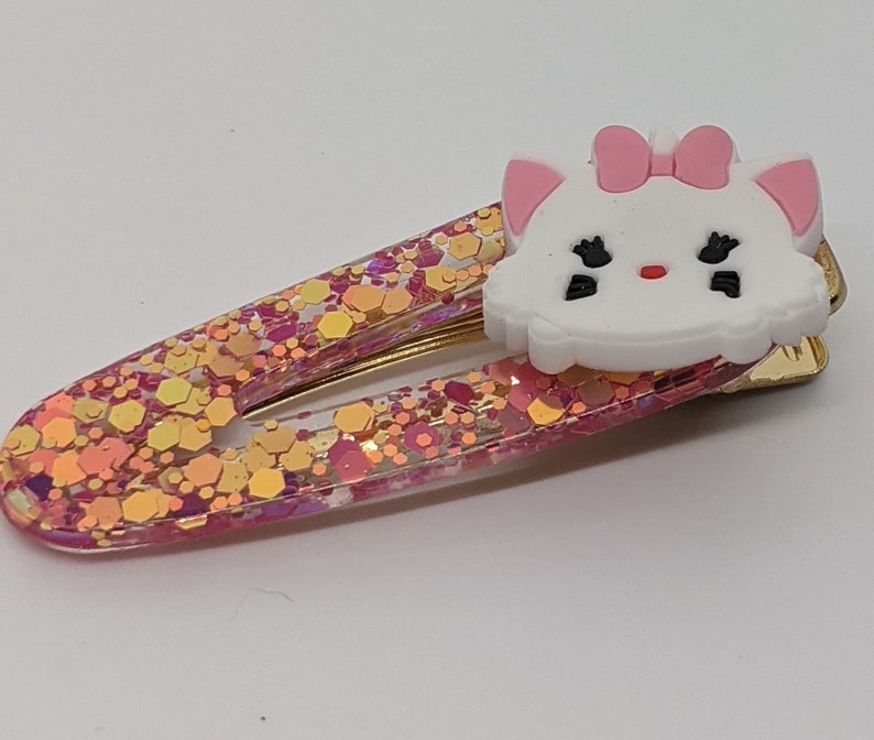 Resin Hair Clip Glitter Spring Hair Clip Kitten Hair Clip White Kitten Hair Clip
