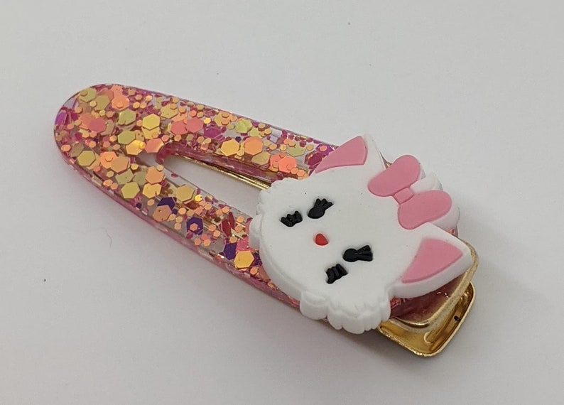 Resin Hair Clip Glitter Spring Hair Clip Kitten Hair Clip White Kitten Hair Clip