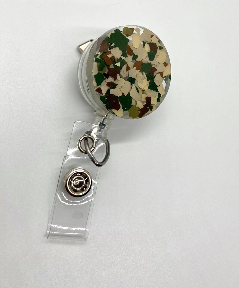 Badge Reel Camouflage Badge Reel Resin Badge Reel Camo Badge Reel Paint Chip Badge Reel