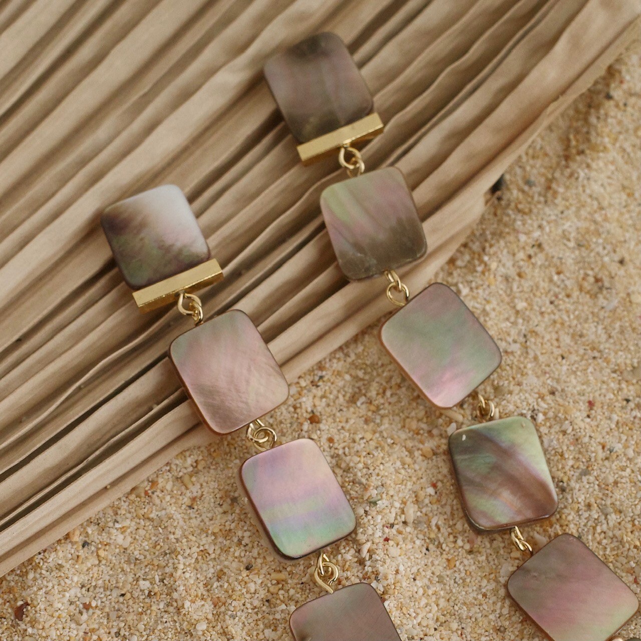 Shell dangle earrings Mother of pearl clip on earrings Cascade Etsy