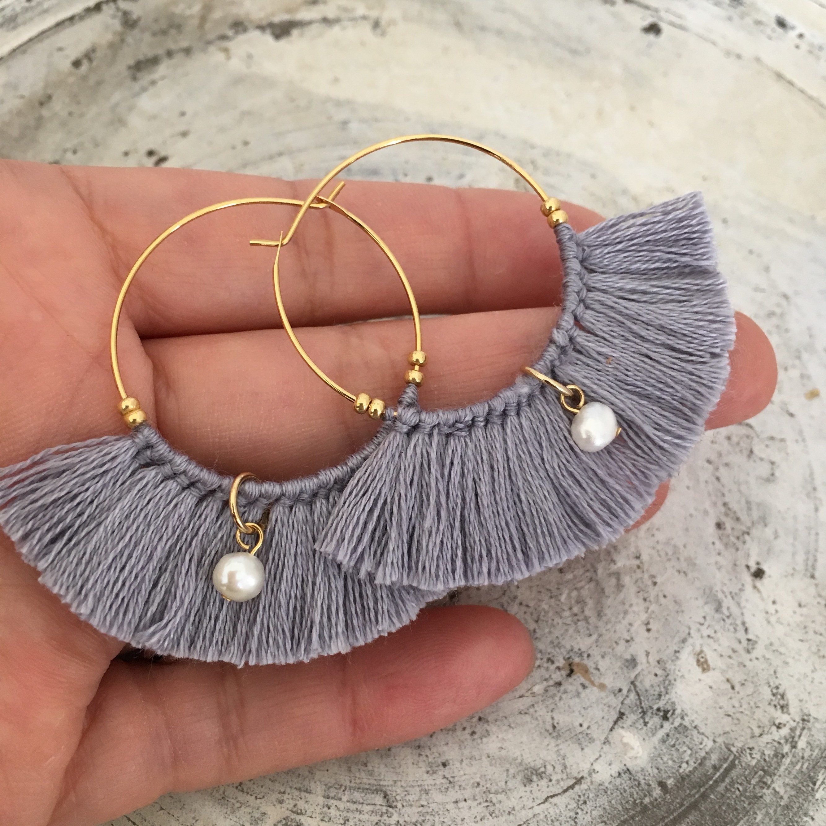 Fringe hoop earrings tassel earrings trival boho bohemian Etsy