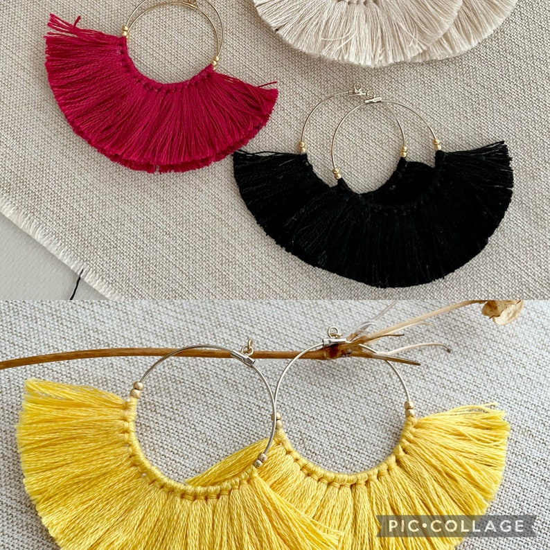 Fringe Earrings Invisible Clip-On Earrings Hypoallergenic Dangle Earrings Bohemian Jewelry Allergy-Free Hoop Tassel Earrings image 8