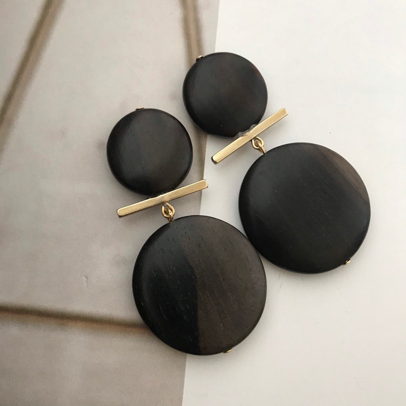 Hypoallergenic Drop Earrings Minimalist Dangle Earrings Natural Wooden Beaded Earrings for Women gift for her Anti Allergy Free Titanium