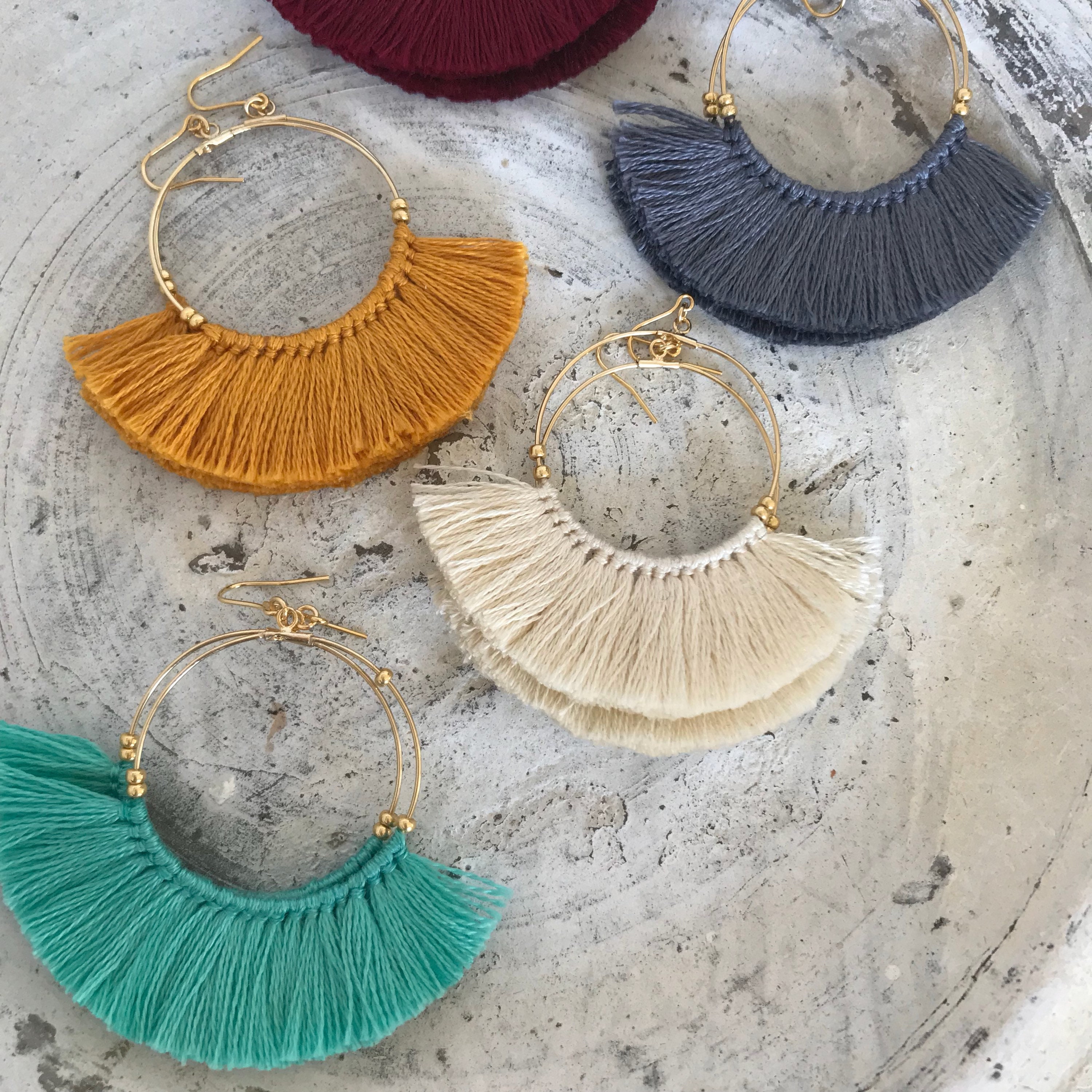 Fringe hoop earrings tassel earrings trival boho bohemian Etsy