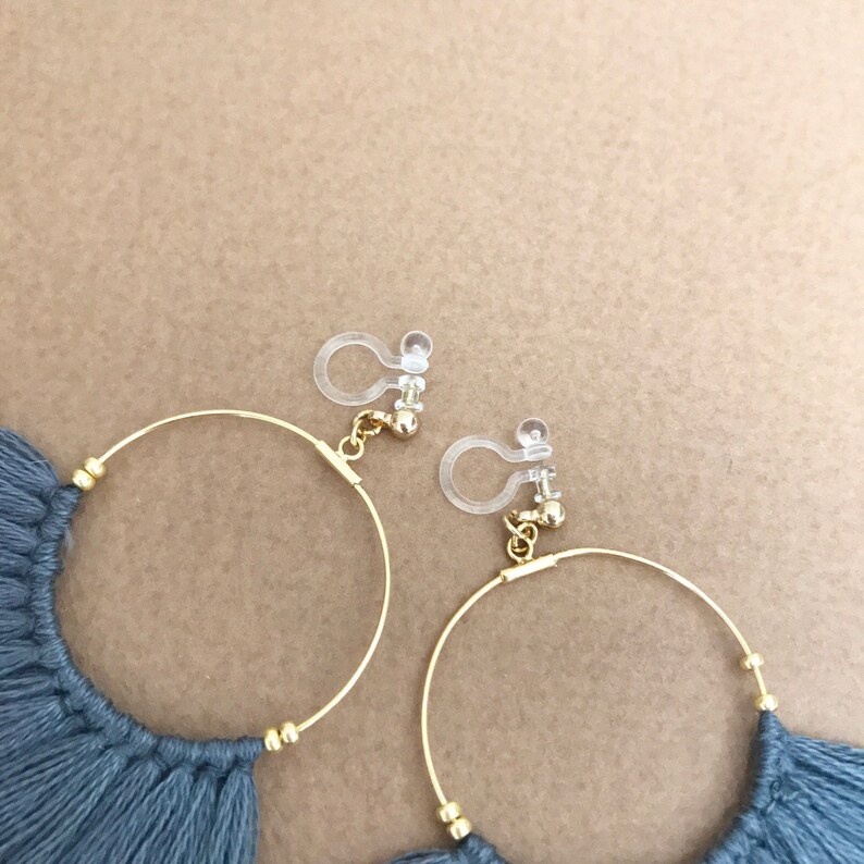 Tassel Earrings Invisible Clipon Earrings Hypoallergenic Etsy