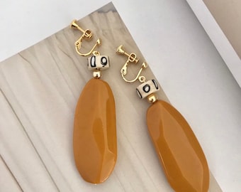 Clip en pendientes declaración eareings regalo para su tribal Boho clip en pendientes de acrílico étnico