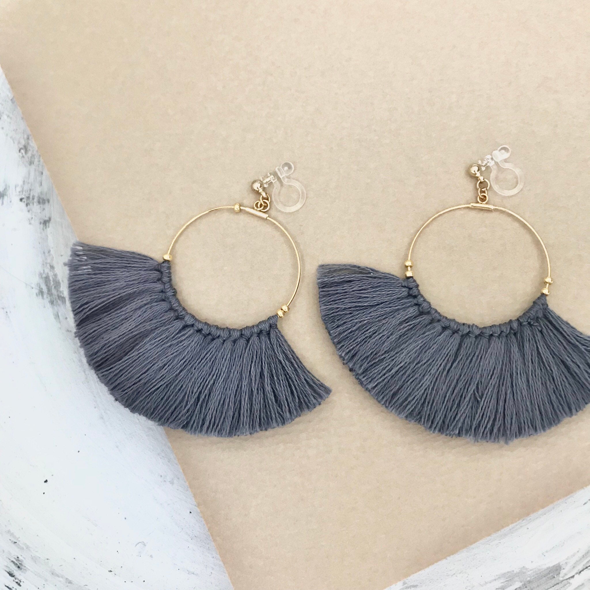 Tassel Earrings Invisible ClipOn Earrings Hypoallergenic Etsy