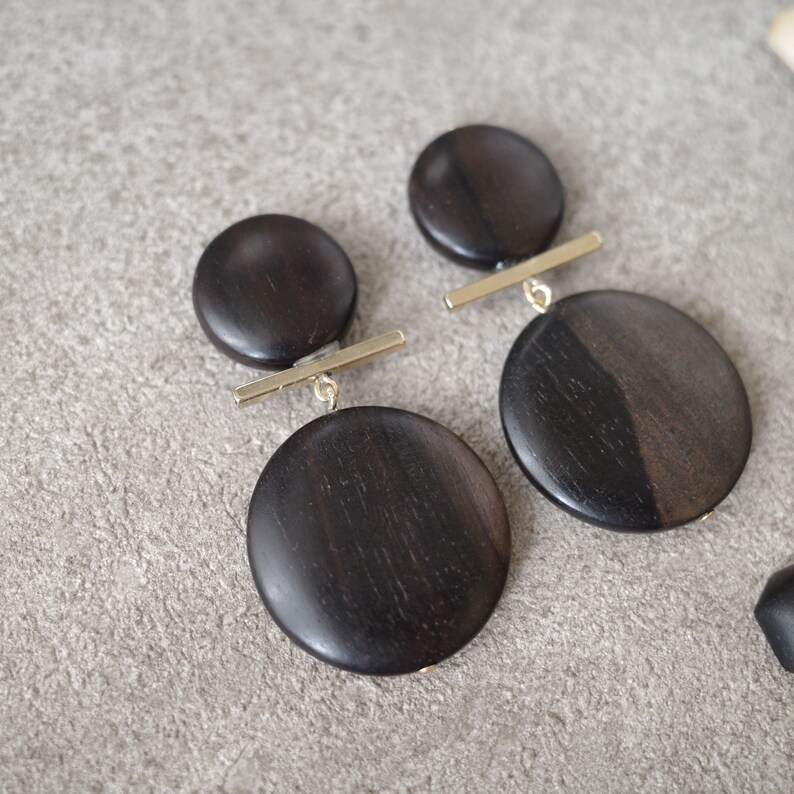 Hypoallergenic Drop Earrings Minimalist Dangle Earrings Natural Wooden Beaded Earrings for Women gift for her Anti Allergy Free Titanium