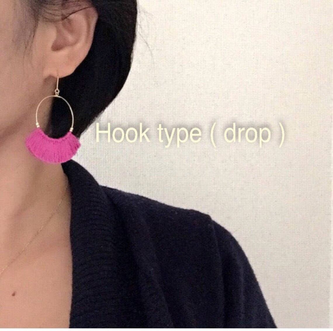 Fringe Earrings Boho Tassel Hoop Earrings Black Ashpink - Etsy