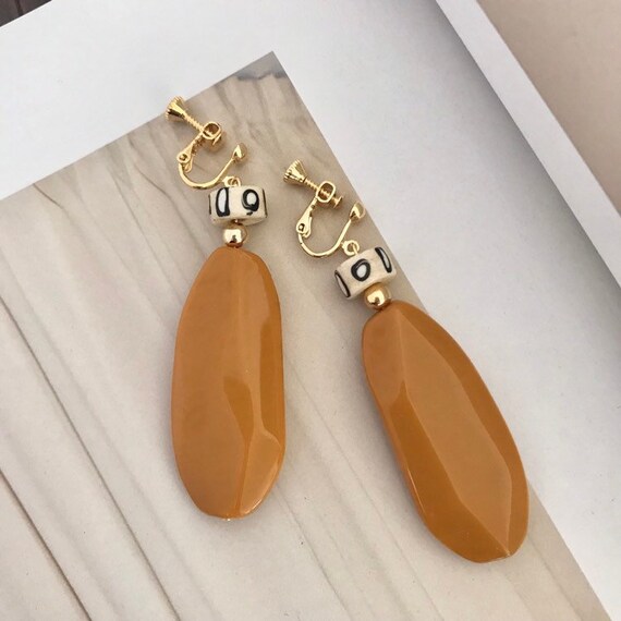 Clip on Earrings Statement Eareings Gift for Her Tribal Boho Clip on Ethnic Acrylic Earrings Etsy UK