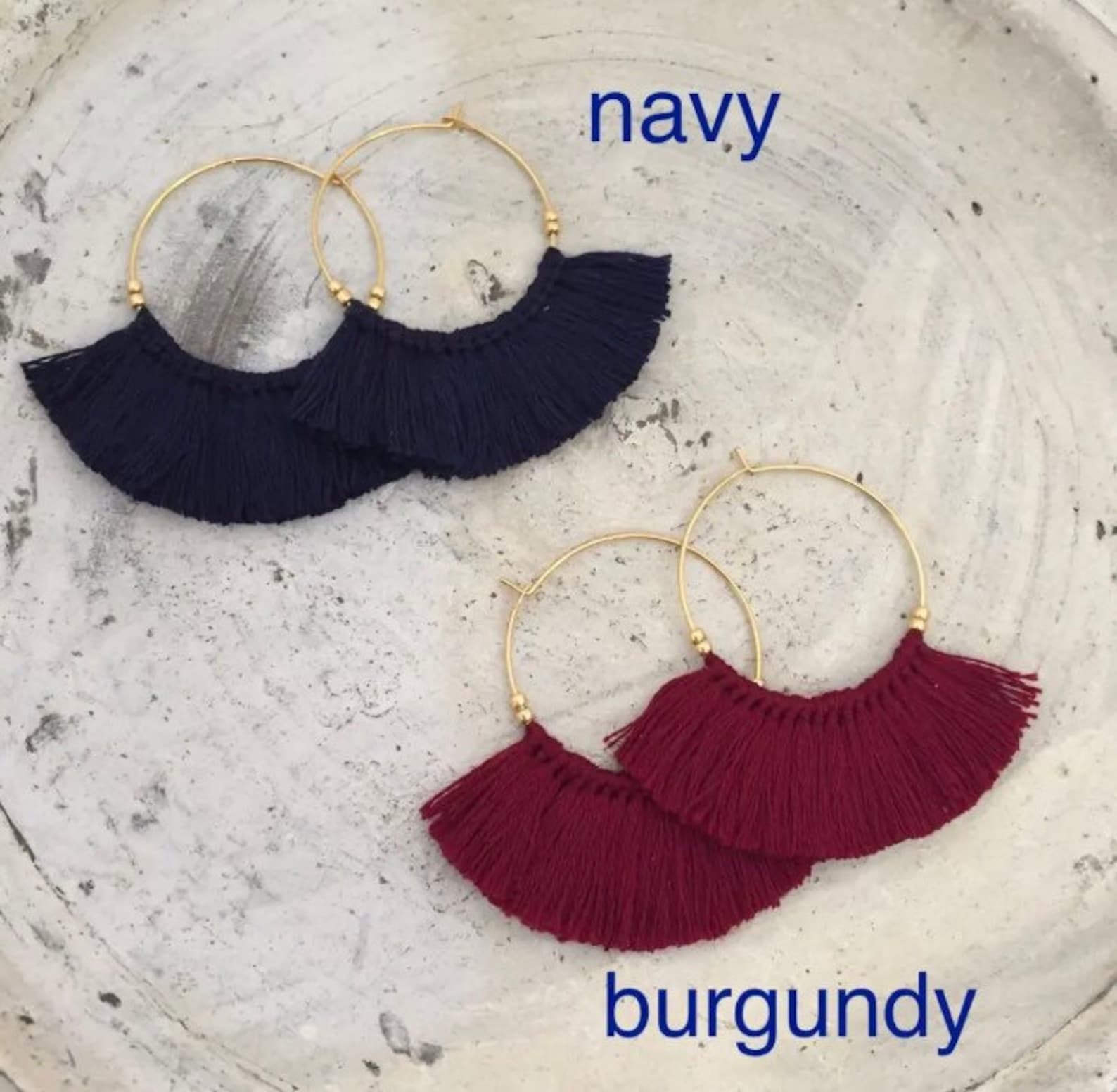 Fringe hoop earrings tassel earrings trival boho bohemian Etsy