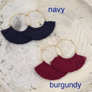 Fringe Hoop Earrings Tassel Earrings Trival Boho Bohemian Green White ...