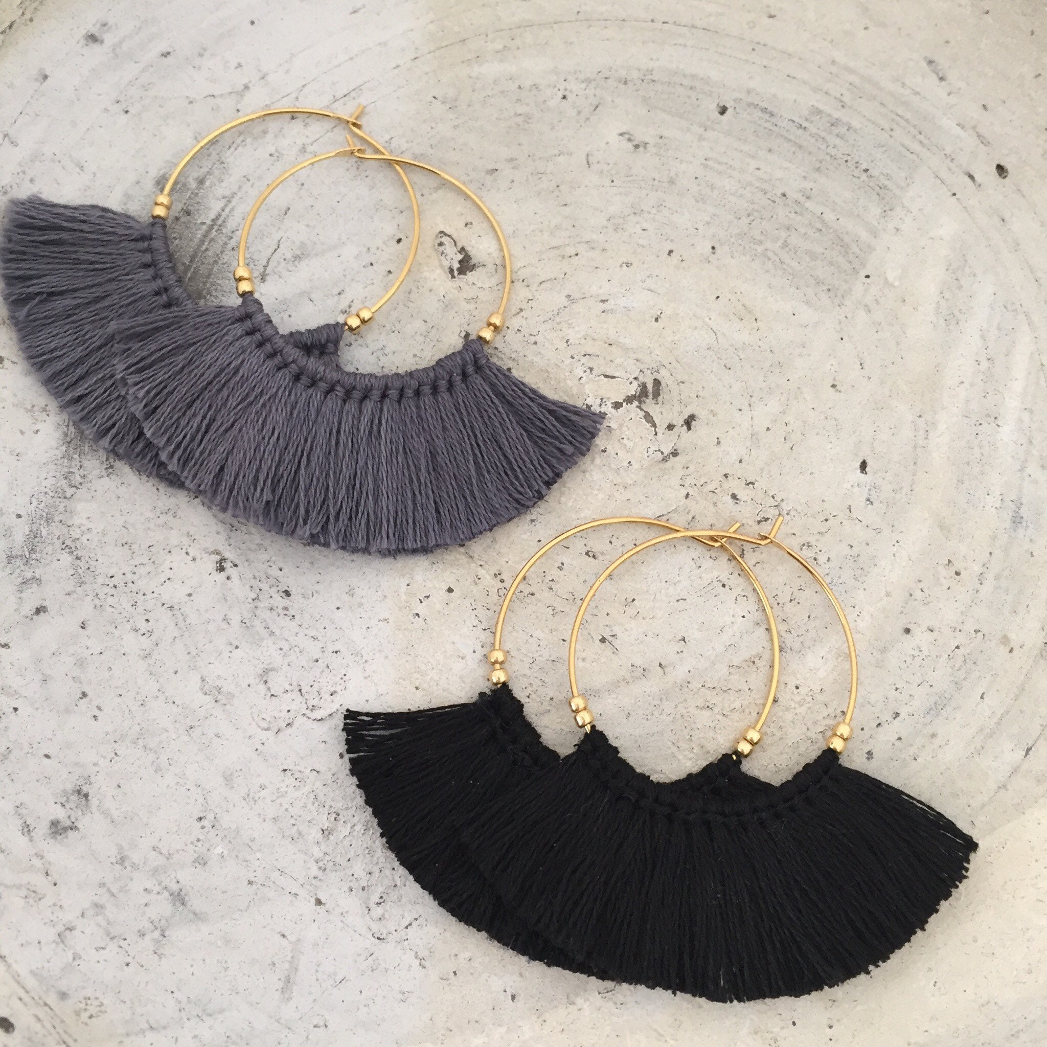 Fringe hoop earrings tassel earrings trival boho bohemian Etsy