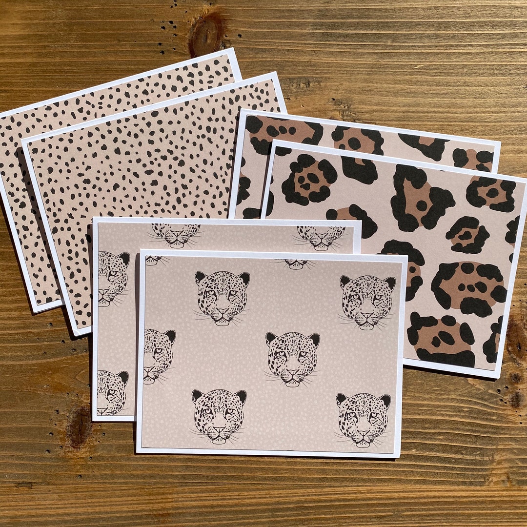 6 Assorted Cheetah Cards With Envelopes - Cheetah Stationery Set ...