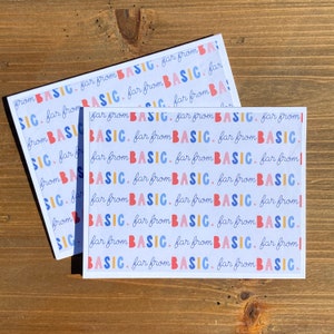 6 Far From Basic Cards With Envelopes - Basic Bitch Stationery Set - Basic Note Cards - Stationery - Cards - Greeting Cards