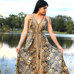 gold casual maxi dress Sequin Bardot Maxi Dress Gold