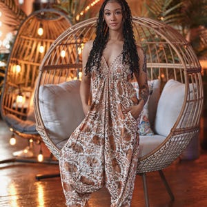 Boho Jumpsuit with pockets,Festival wear,boho clothing,Hippie romper, Comfy pants,